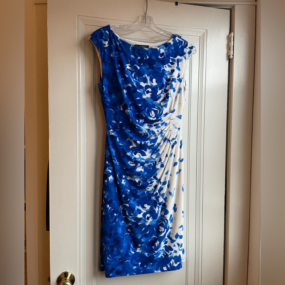 Lauren by Ralph Lauren Blue and white Midi dress